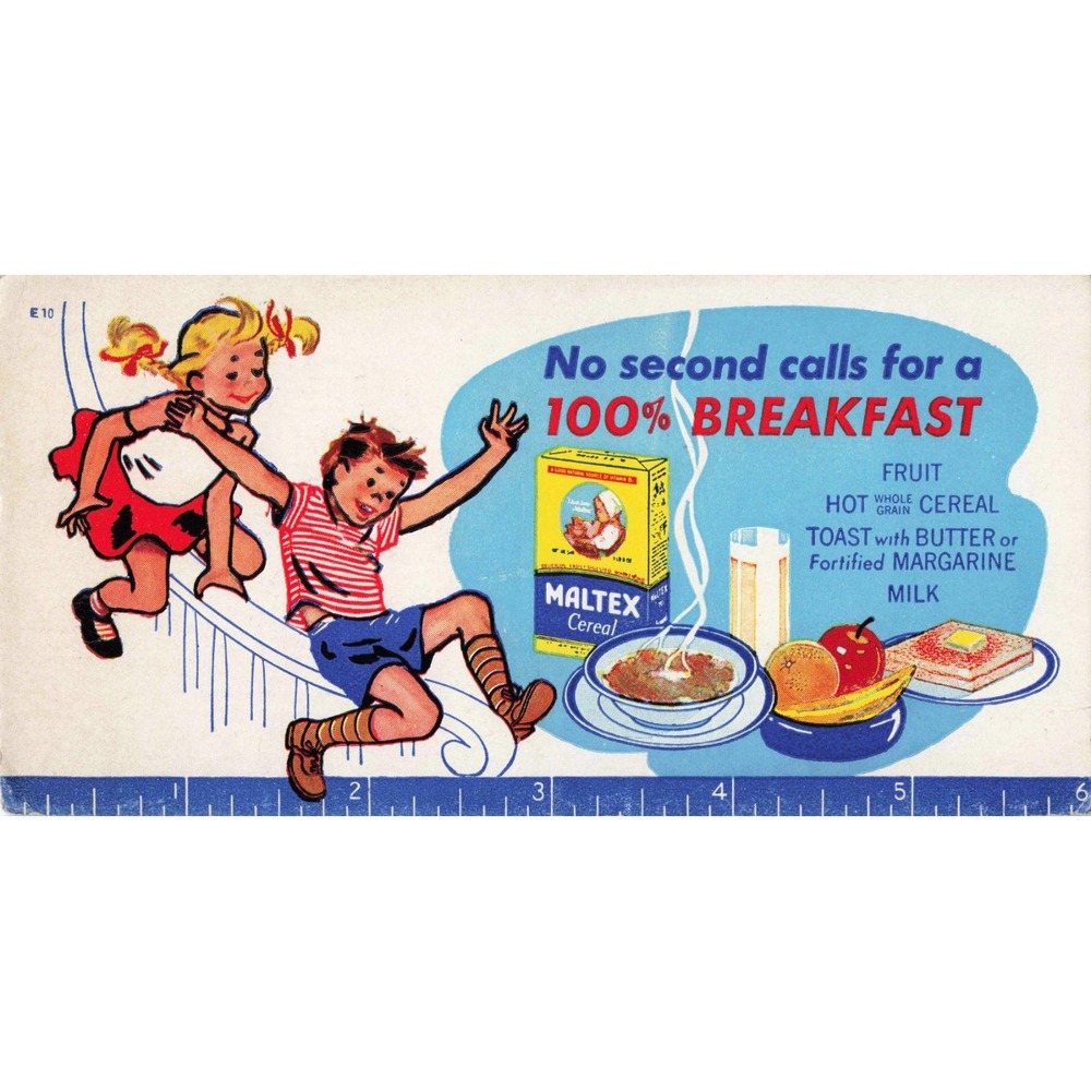 Vtg Maltex Cereal Advertising Ruler Mid-Century Paper Ephemera Graphics - Picture 1 of 2